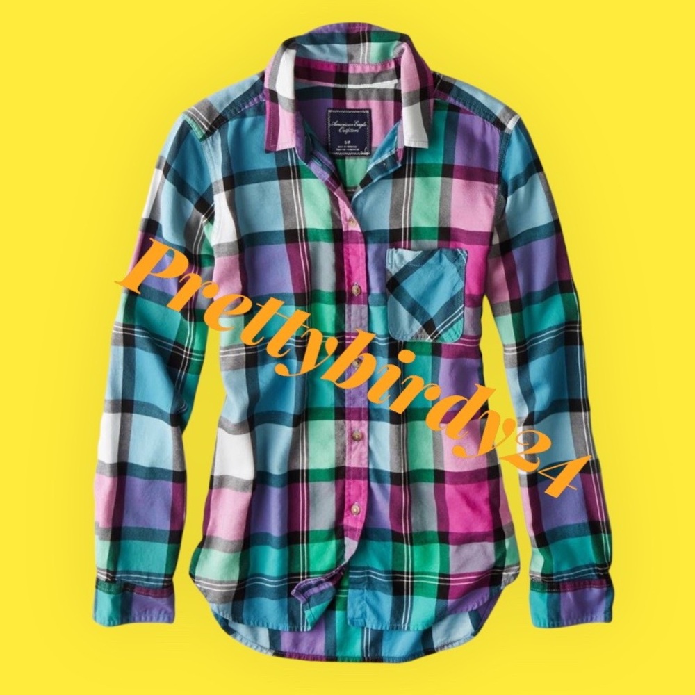 AEO Vintage Boyfriend Mod Plaid Button Down